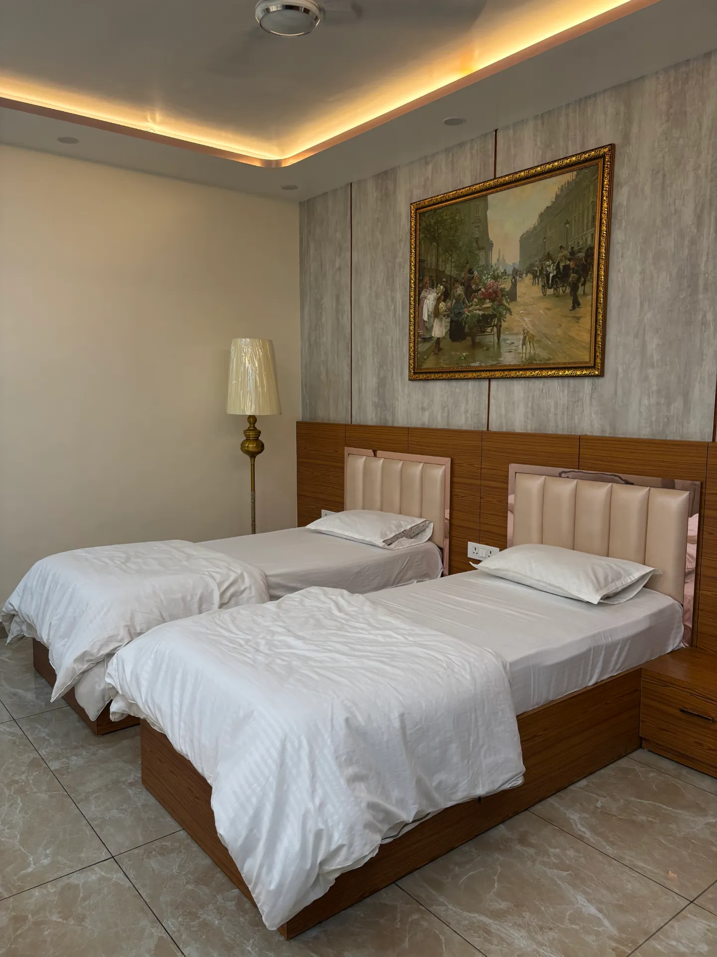 Spacious Garden Deluxe Room setup with premium linens at Raj Resort